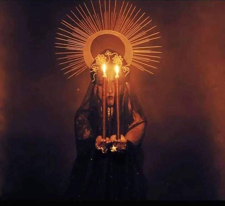 Dark Priestess Invokes the Black Sun with Candles