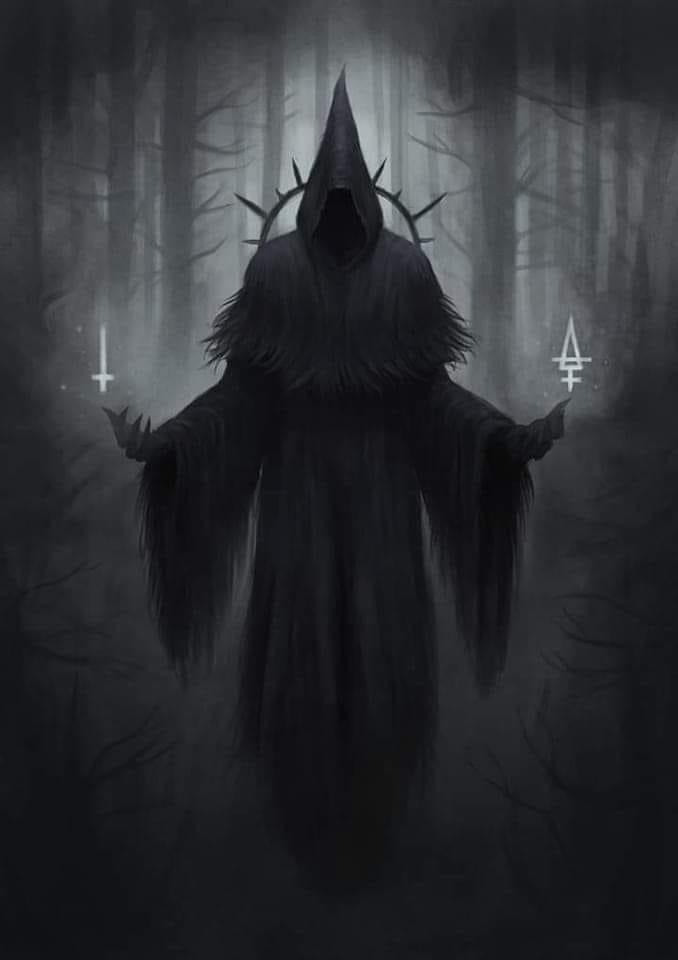 A Black Magician in Hooded Robe