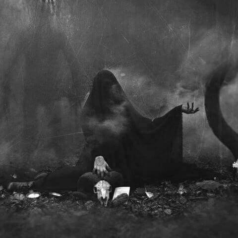 A Black Witch in Ritual of Evocation